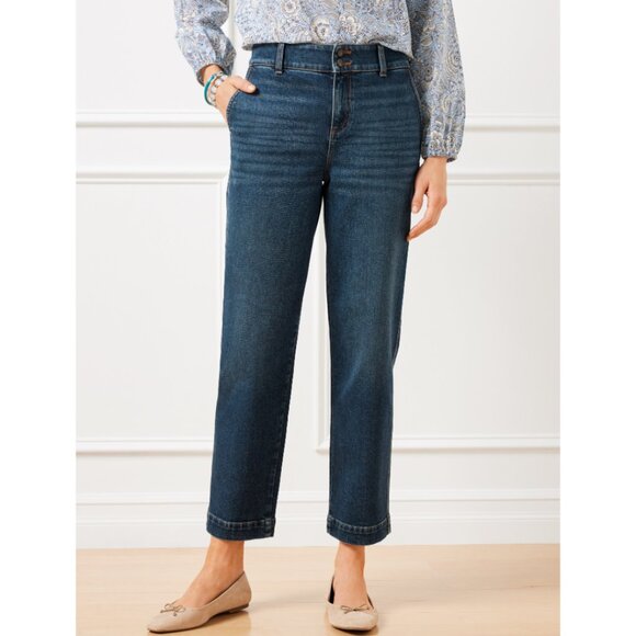 TALBOTS Womens' Darien Wash High Waist Straight Ankle Jeans Size 16 - Picture 1 of 8